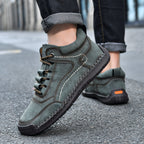(💥Top Rated Choice) Men’s Handmade Leather Outdoor Shoes – Arch Support, Wide Fit, Comfortable, Rugged Non-Slip Sole for Work & Hiking
