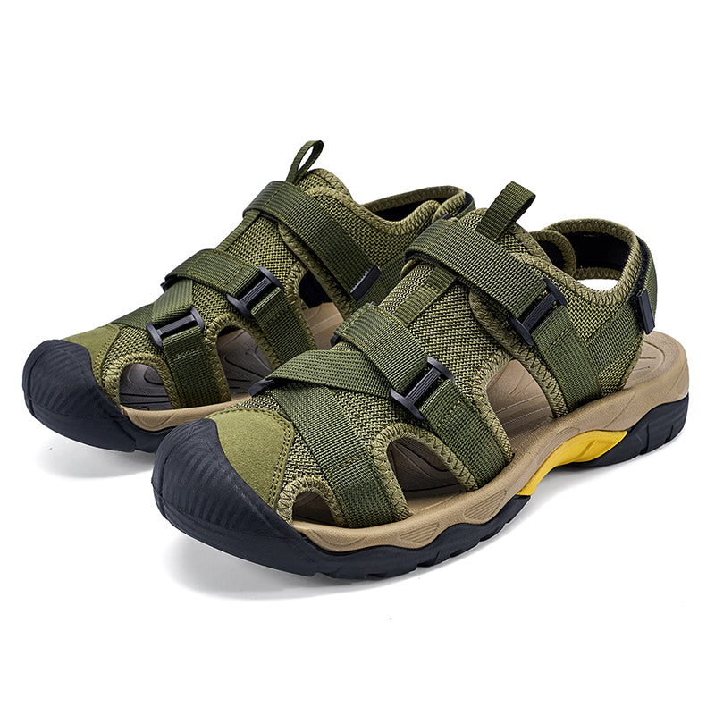 (💥Top Rated Choice) Men’s Outdoor Sport Sandals – Closed Toe, Adjustable Straps, Arch Support, Slip-Resistant for Hiking, Beach & Work