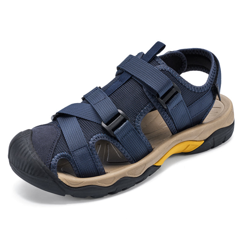 (💥Top Rated Choice) Men’s Outdoor Sport Sandals – Closed Toe, Adjustable Straps, Arch Support, Slip-Resistant for Hiking, Beach & Work