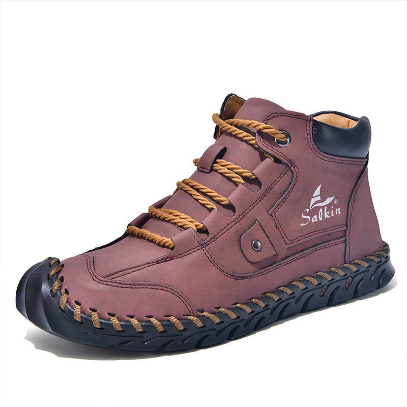 (🎁#8 Best Seller) Men’s Comfortable Orthopedic Leather Boots – Arch Support, Shock Absorbing, Wide Toe, Waterproof, Anti-Slip, Breathable, Lightweight & Handmade for Everyday & Outdoor Wear