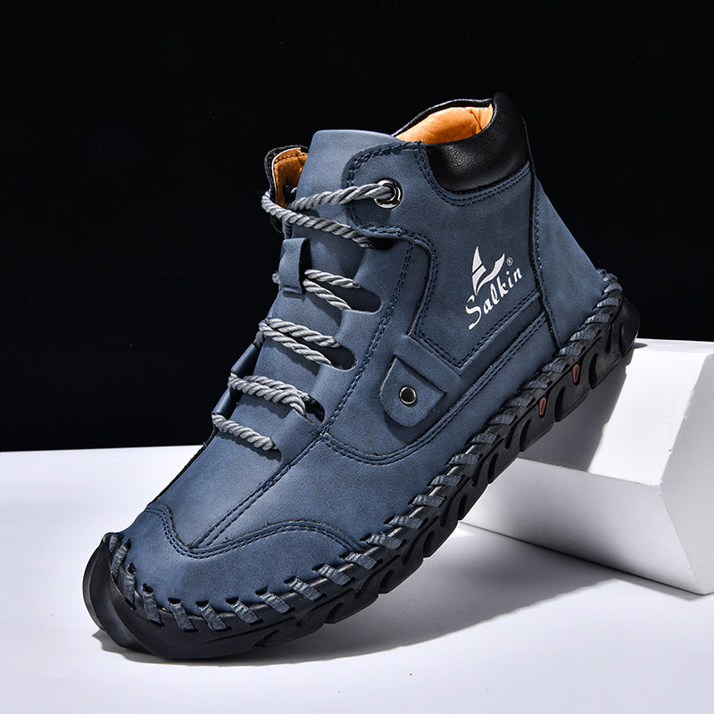 (🎁#8 Best Seller) Men’s Comfortable Orthopedic Leather Boots – Arch Support, Shock Absorbing, Wide Toe, Waterproof, Anti-Slip, Breathable, Lightweight & Handmade for Everyday & Outdoor Wear