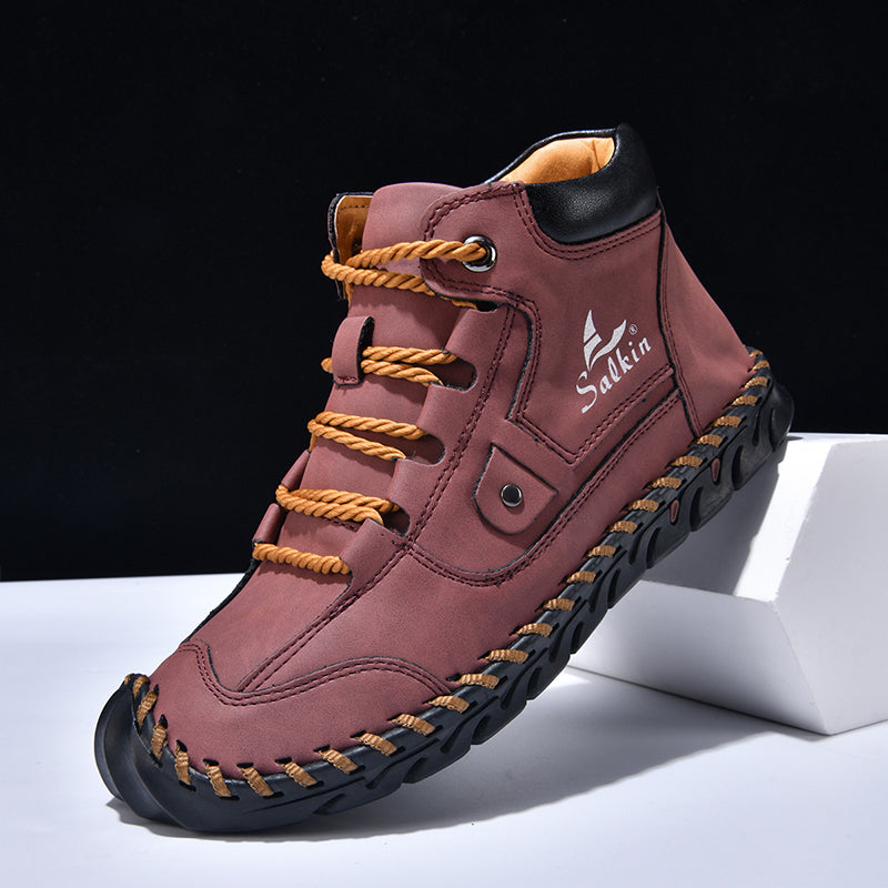 (🎁#8 Best Seller) Men’s Comfortable Orthopedic Leather Boots – Arch Support, Shock Absorbing, Wide Toe, Waterproof, Anti-Slip, Breathable, Lightweight & Handmade for Everyday & Outdoor Wear