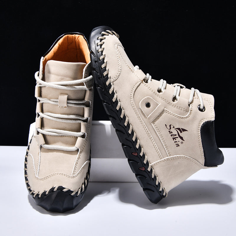 (🎁#8 Best Seller) Men’s Comfortable Orthopedic Leather Boots – Arch Support, Shock Absorbing, Wide Toe, Waterproof, Anti-Slip, Breathable, Lightweight & Handmade for Everyday & Outdoor Wear