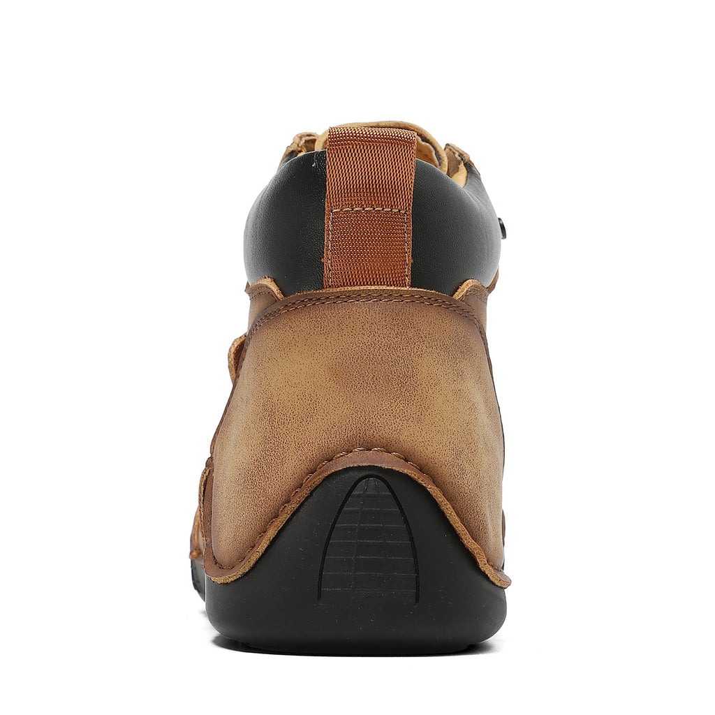 (⏰Last Day 70% OFF🔥) Men’s Mid-Top Leather Boots – Slip-On, Lightweight & Shock-Absorbing for Warehouse Work, Driving & Everyday Comfort, Durable for 3 years