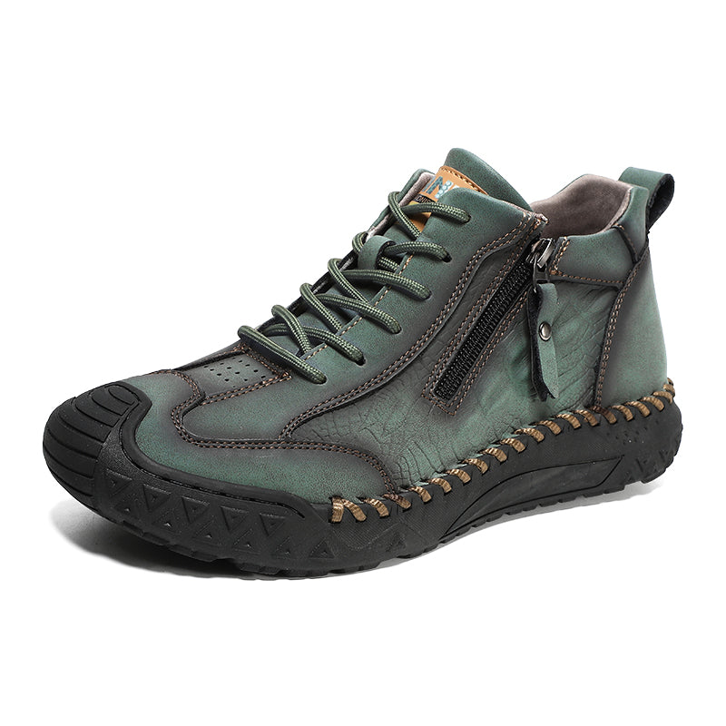 Men's Vintage Work Boots Outdoor - Handcrafted Stitching, Waterproof & Slip-Resistant