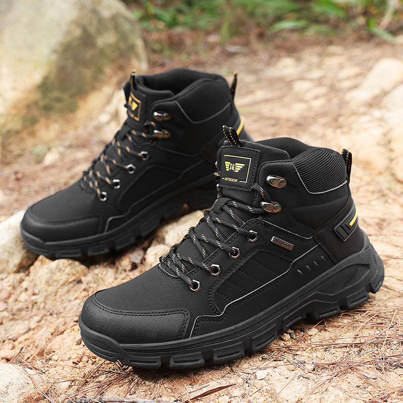 (⏰ Limited Time Sale 70% OFF 🔥) Men’s Premium Leather Hand Stitched Full-Grain Leather Boots Motorcycle Boots Work Boots Hiking Boots – Waterproof, Cut-Resistant, Anti-Slip Sole, Shock-Absorbing Arch Support, All-Day Comfort