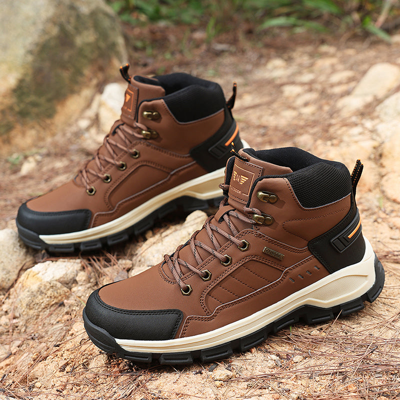 (⏰ Limited Time Sale 70% OFF 🔥) Men’s Premium Leather Hand Stitched Full-Grain Leather Boots Motorcycle Boots Work Boots Hiking Boots – Waterproof, Cut-Resistant, Anti-Slip Sole, Shock-Absorbing Arch Support, All-Day Comfort