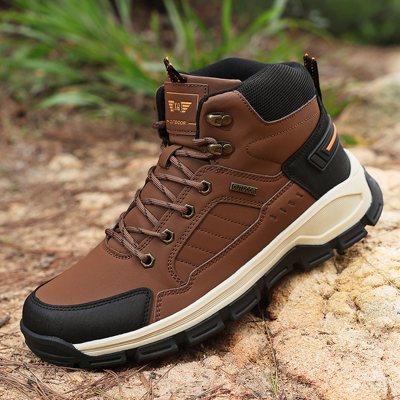 (⏰ Limited Time Sale 70% OFF 🔥) Men’s Premium Leather Hand Stitched Full-Grain Leather Boots Motorcycle Boots Work Boots Hiking Boots – Waterproof, Cut-Resistant, Anti-Slip Sole, Shock-Absorbing Arch Support, All-Day Comfort