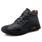 (⏰Limited Time Sale 70% OFF 🔥)Men’s Genuine Leather Hiking Boots Outdoor Casual Shoes Durable Hand-Stitched Wide Toe Work Ankle Support Walking Sneakers