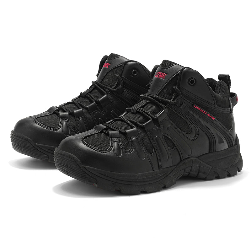 (🔥Last Day Promotion 70% OFF 🎁) Men’s Leather Hiking and Work Boots, Waterproof Lightweight Orthopedic Comfort, Slip Resistant Anti Puncture, Shock Absorbing Arch and Ankle Support, for Wet Trails Construction and Long Walks