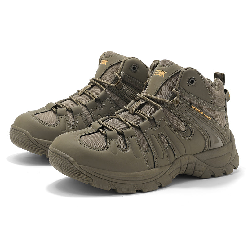 (🔥Last Day Promotion 70% OFF 🎁) Men’s Leather Hiking and Work Boots, Waterproof Lightweight Orthopedic Comfort, Slip Resistant Anti Puncture, Shock Absorbing Arch and Ankle Support, for Wet Trails Construction and Long Walks