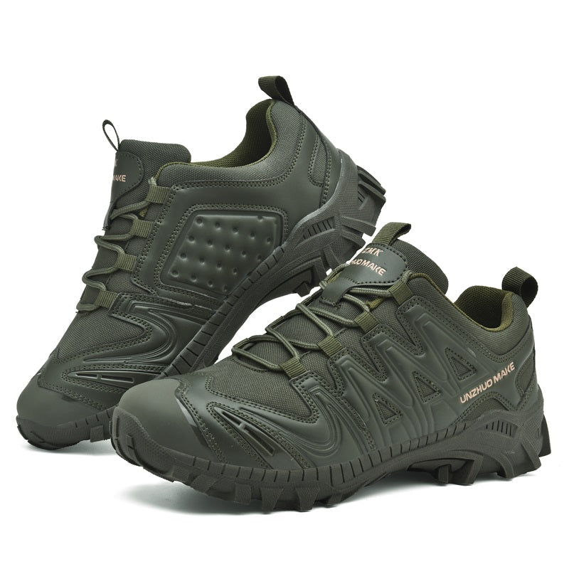 Men’s Lightweight Hiking/Work Shoes — Multi-Terrain Slip-Resistant, Breathable Quick-Dry Mesh, Shock-Absorbing Arch Support, Wide Protective Toe & Ankle Support