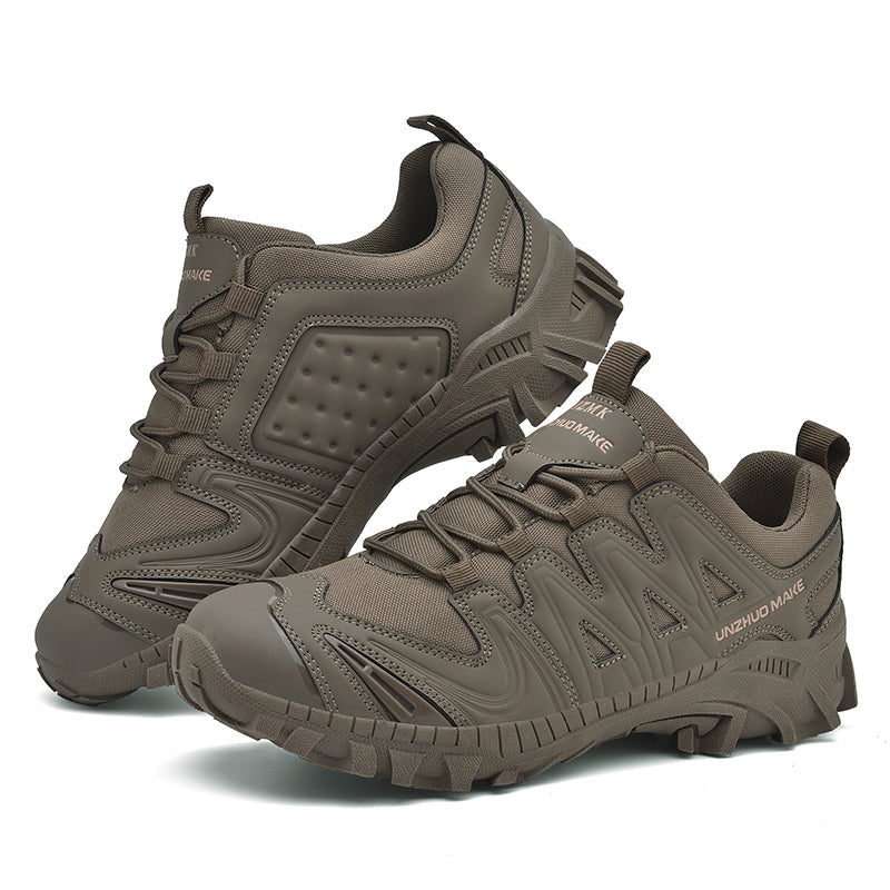Men’s Lightweight Hiking/Work Shoes — Multi-Terrain Slip-Resistant, Breathable Quick-Dry Mesh, Shock-Absorbing Arch Support, Wide Protective Toe & Ankle Support