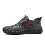 Mens Hand Stitching Leather Lace Up Ankle Boots Casual Vintage Non Slip Flats Arch Support Loafers for Hiking Walking Driving Chukka Boots