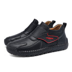 Mens Hand Stitching Leather Lace Up Ankle Boots Casual Vintage Non Slip Flats Arch Support Loafers for Hiking Walking Driving Chukka Boots