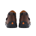 Mens Hand Stitching Leather Lace Up Ankle Boots Casual Vintage Non Slip Flats Arch Support Loafers for Hiking Walking Driving Chukka Boots