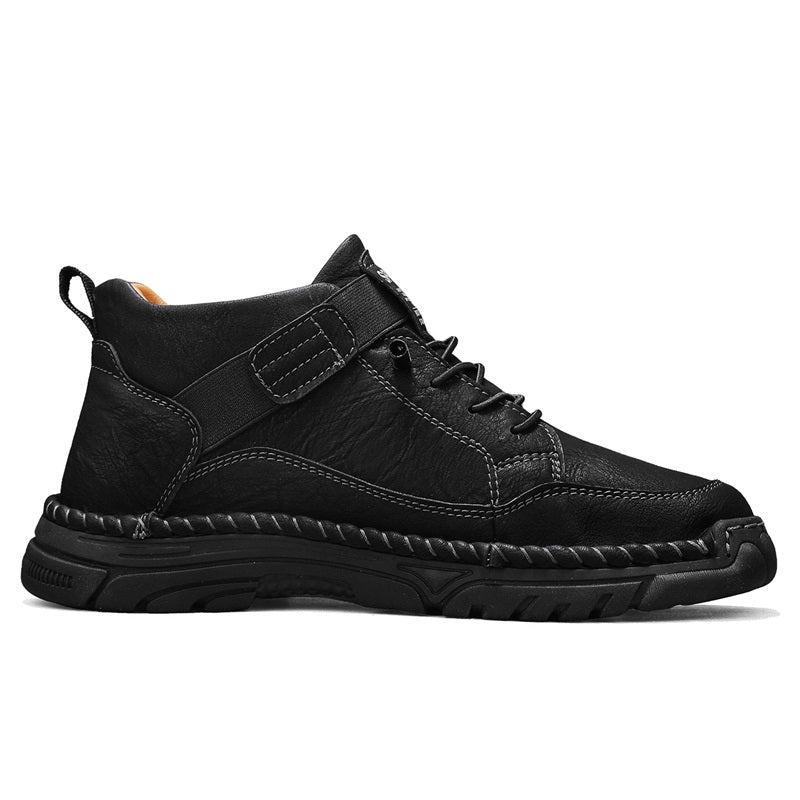 Mens Casual Leather Shoes Ankle Chukka Boots Slip On Lightweight Loafers Mid top Walking Driving Shoes for Male