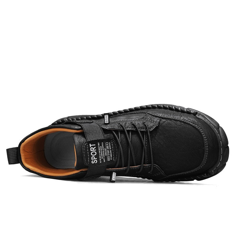 Mens Casual Leather Shoes Ankle Chukka Boots Slip On Lightweight Loafers Mid top Walking Driving Shoes for Male