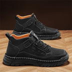 Mens Casual Leather Shoes Ankle Chukka Boots Slip On Lightweight Loafers Mid top Walking Driving Shoes for Male