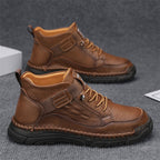 Mens Casual Leather Shoes Ankle Chukka Boots Slip On Lightweight Loafers Mid top Walking Driving Shoes for Male