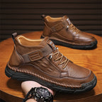 Mens Casual Leather Shoes Ankle Chukka Boots Slip On Lightweight Loafers Mid top Walking Driving Shoes for Male