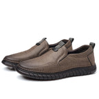 Slip-On Genuine Leather Loafers: Breathable Soft Calfskin, Cloud Cushion Sole for Driving & Business Casual