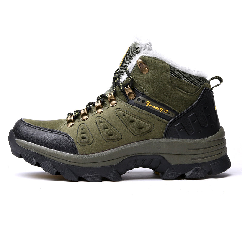 Men’s Warm-Lined Wide Fit Hiking Shoes – Waterproof, Non-Slip & Cushioned Arch Support for Winter Comfort