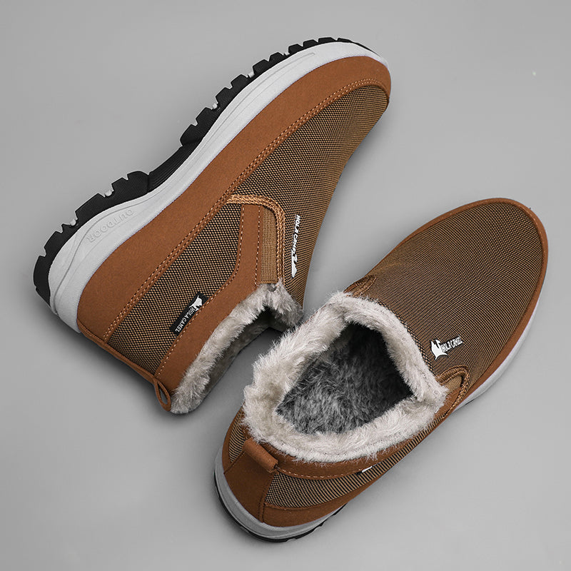 Men’s Warm Slip-On Winter Ankle Boots – Water-Repellent Upper, Windproof, Non-Slip Rubber Sole