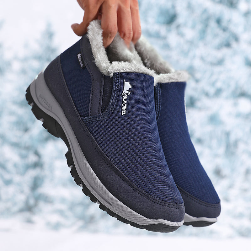 Men’s Warm Slip-On Winter Ankle Boots – Water-Repellent Upper, Windproof, Non-Slip Rubber Sole