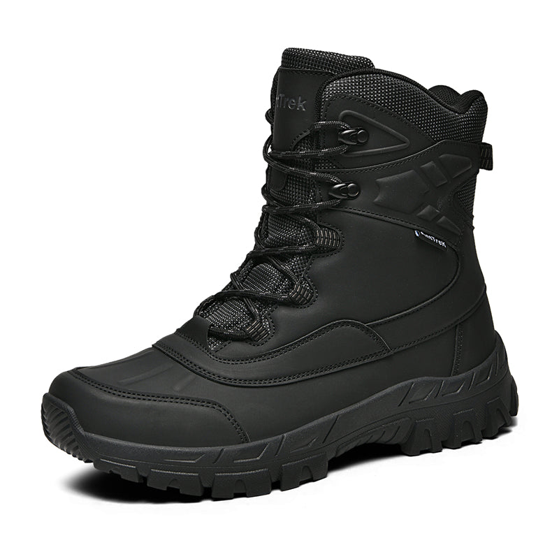 Mens Orthopedic Tactical Boots, Waterproof Leather Wide Toe Hiking Combat Boots with Arch Support, Non-Slip Work Shoes for Trekking Hunting Training