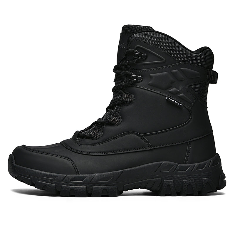 Mens Orthopedic Tactical Boots, Waterproof Leather Wide Toe Hiking Combat Boots with Arch Support, Non-Slip Work Shoes for Trekking Hunting Training