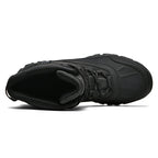 Mens Orthopedic Tactical Boots, Waterproof Leather Wide Toe Hiking Combat Boots with Arch Support, Non-Slip Work Shoes for Trekking Hunting Training