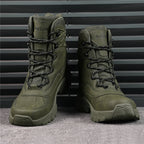 Mens Orthopedic Tactical Boots, Waterproof Leather Wide Toe Hiking Combat Boots with Arch Support, Non-Slip Work Shoes for Trekking Hunting Training