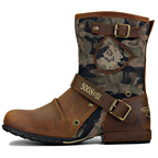 Men’s Vintage Outdoor Moto Work Boots — Handcrafted Stitching, Waterproof Leather & Slip-Resistant Traction