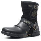 Men’s Vintage Outdoor Moto Work Boots — Handcrafted Stitching, Waterproof Leather & Slip-Resistant Traction