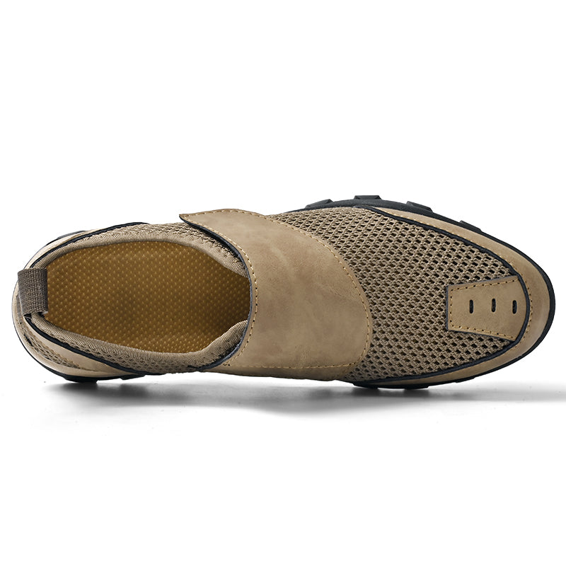 (⏰Limited Time Sale 70% OFF) Men's Orthopedic Arch Support Wide Toe Lightweight Outdoor Walking Shoes, Breathable Mesh Slip-On Non-Slip Work Shoes