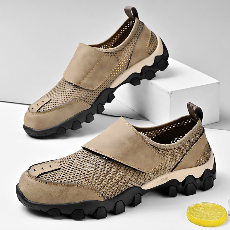 (⏰Limited Time Sale 70% OFF) Men's Orthopedic Arch Support Wide Toe Lightweight Outdoor Walking Shoes, Breathable Mesh Slip-On Non-Slip Work Shoes