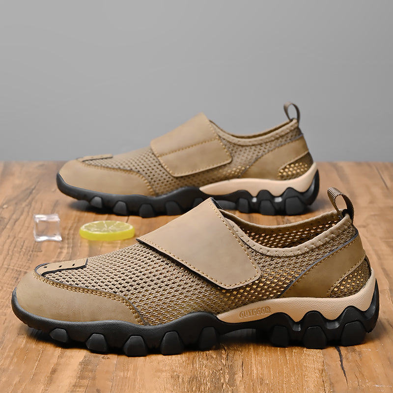 (⏰Limited Time Sale 70% OFF) Men's Orthopedic Arch Support Wide Toe Lightweight Outdoor Walking Shoes, Breathable Mesh Slip-On Non-Slip Work Shoes