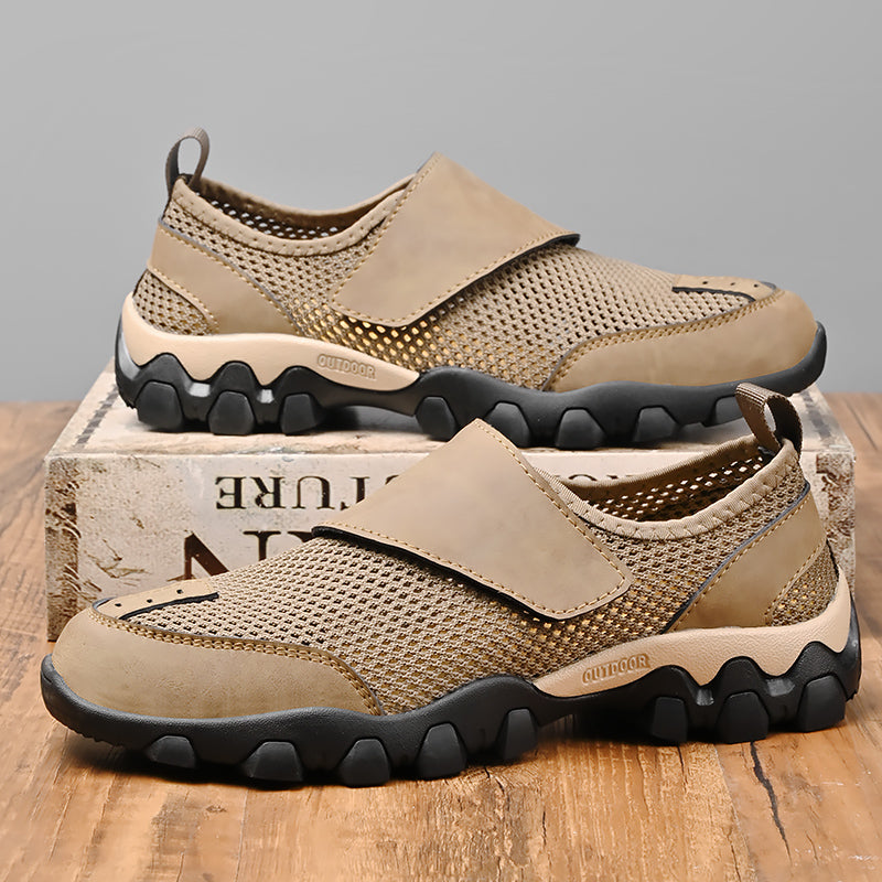 (⏰Limited Time Sale 70% OFF) Men's Orthopedic Arch Support Wide Toe Lightweight Outdoor Walking Shoes, Breathable Mesh Slip-On Non-Slip Work Shoes