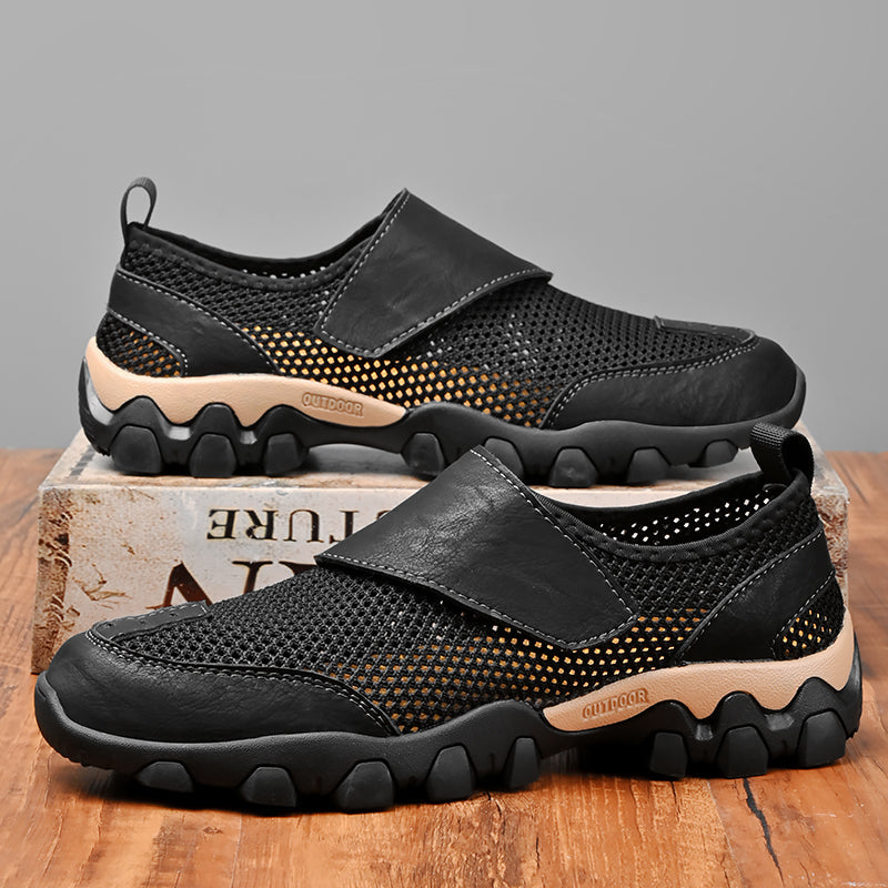 (⏰Limited Time Sale 70% OFF) Men's Orthopedic Arch Support Wide Toe Lightweight Outdoor Walking Shoes, Breathable Mesh Slip-On Non-Slip Work Shoes