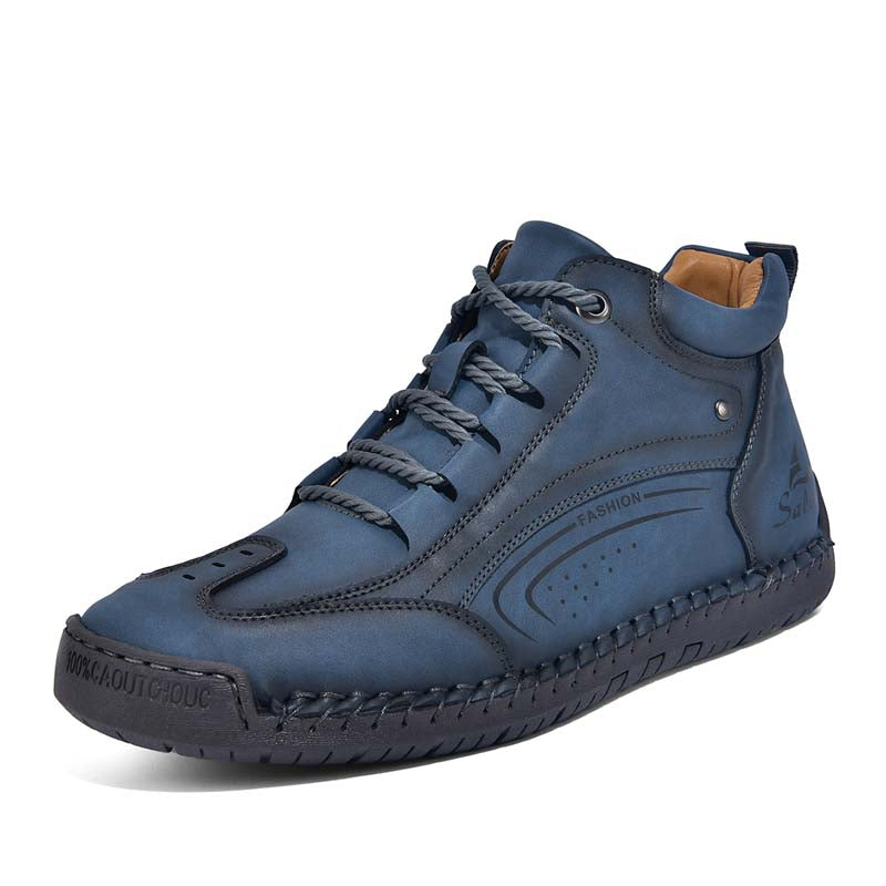 Men's Vintage Motorcycle Boots - Handcrafted Stitching, Waterproof & Slip-Resistant, Scratch-Resistant, Built-In Arch Support, Comfortable Work Boots, Durable For 5 Years.