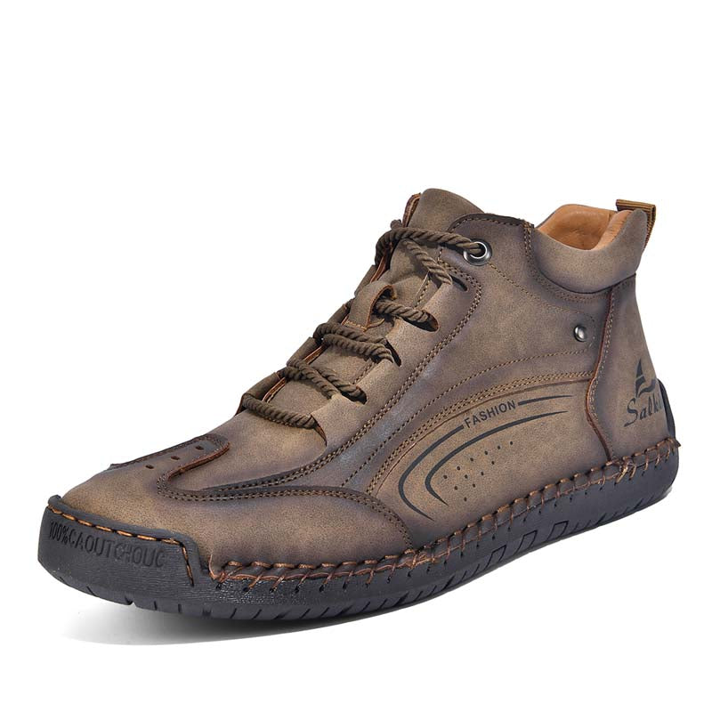 Men's Vintage Motorcycle Boots - Handcrafted Stitching, Waterproof & Slip-Resistant, Scratch-Resistant, Built-In Arch Support, Comfortable Work Boots, Durable For 5 Years.