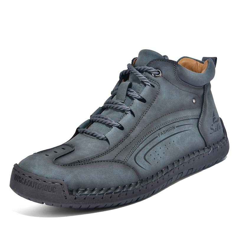 Men's Vintage Motorcycle Boots - Handcrafted Stitching, Waterproof & Slip-Resistant, Scratch-Resistant, Built-In Arch Support, Comfortable Work Boots, Durable For 5 Years.