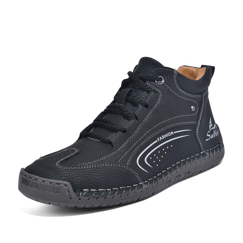 Men's Vintage Motorcycle Boots - Handcrafted Stitching, Waterproof & Slip-Resistant, Scratch-Resistant, Built-In Arch Support, Comfortable Work Boots, Durable For 5 Years.