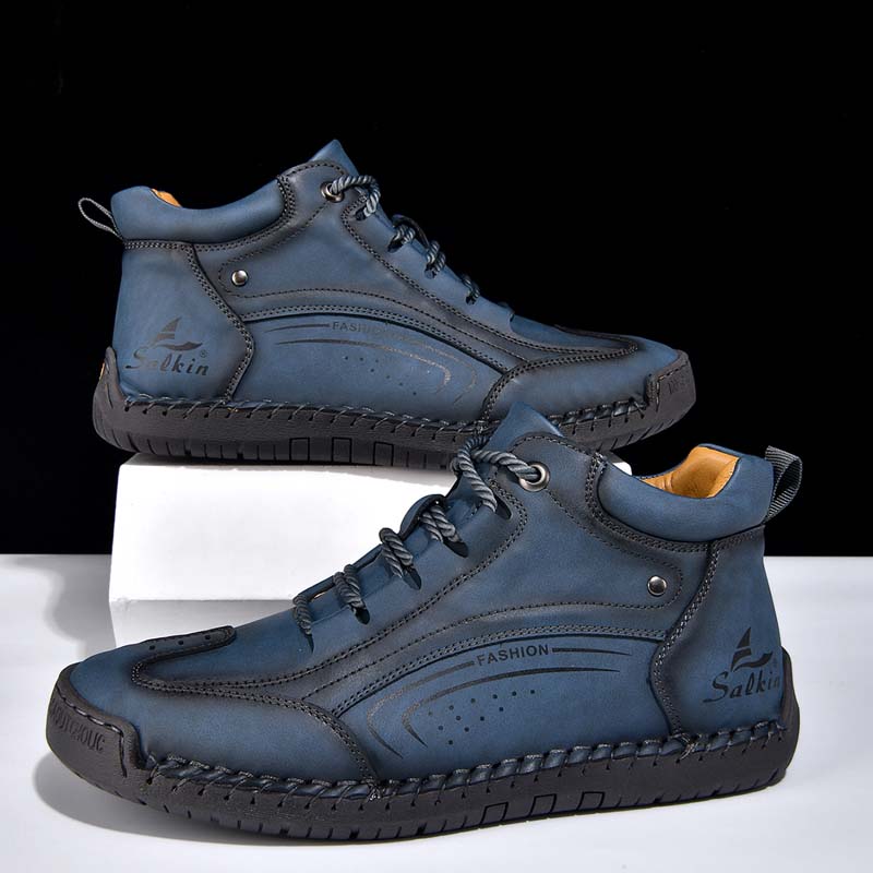 Men's Vintage Motorcycle Boots - Handcrafted Stitching, Waterproof & Slip-Resistant, Scratch-Resistant, Built-In Arch Support, Comfortable Work Boots, Durable For 5 Years.