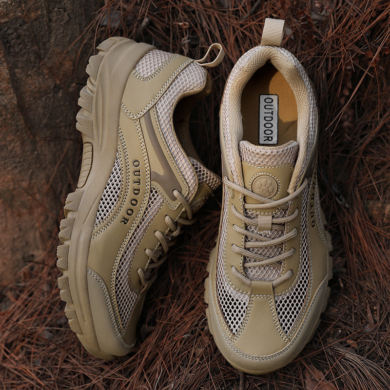 Men's Mesh Hiking Shoes - Lace-Up, Enhanced Support, Wide Toe Box with Arch Support