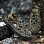 Men's Mesh Hiking Shoes - Slip-On, Breathable, Slip-Resistant, Wide Toe Box with Arch Support