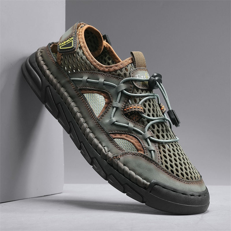 Men's Mesh Hiking Shoes - Slip-On, Breathable, Slip-Resistant, Wide Toe Box with Arch Support