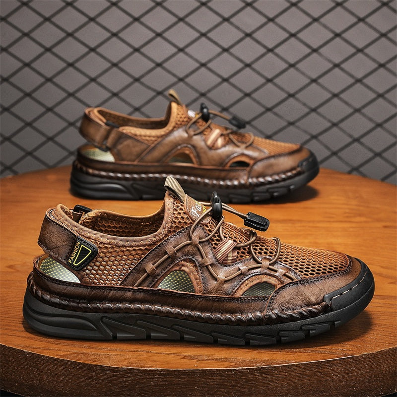 Men's Mesh Hiking Shoes - Slip-On, Breathable, Slip-Resistant, Wide Toe Box with Arch Support