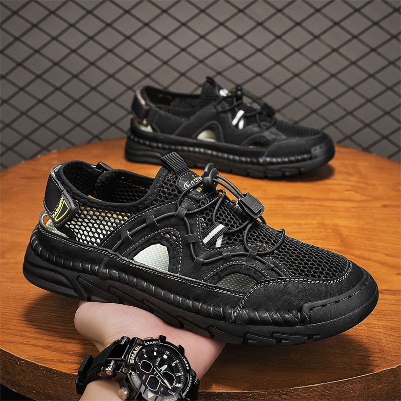 Men's Mesh Hiking Shoes - Slip-On, Breathable, Slip-Resistant, Wide Toe Box with Arch Support